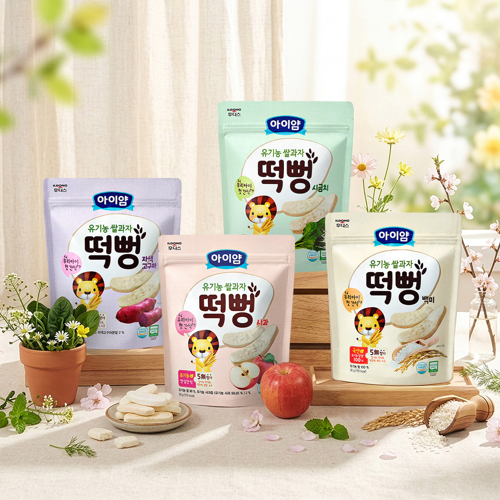일동후디스 아이얌 유기농 쌀과자 시금치 떡뻥 제품 이미지
