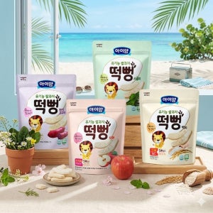 아이얌 유기농쌀과자 떡뻥세트 (자색고구마, 시금치, 백미, 사과 각 2개씩 총 8개)