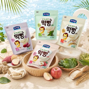 아이얌 유기농쌀과자 떡뻥세트 (자색고구마, 시금치, 백미, 사과 각 2개씩 총 8개)