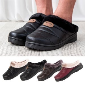 남성 여성 겨울 털 패딩 방한 슬리퍼 방한화 뮬 퍼 실내화