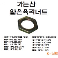 가는산 얇은 육각너트M6 M8 M10 M12 M14 M16 M18 철천연색