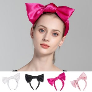 왕리본 머리띠 새틴 리본 넓은 헤어밴드 터번 공주 생일 파티 촬영