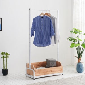 제시카 800 1단 수납 행거 원목 스탠드 옷걸이 헹거 코너 수납 선반 튼튼한 철제