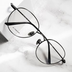 블루라이트 차단 안경 티타늄 가벼운 빅 오버 사이즈 실버 금테 안경테