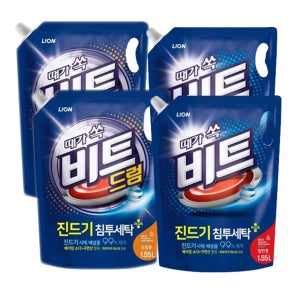 때가쏙비트 액체 세탁세제 리필 1.55L 4개 드럼용 일반용