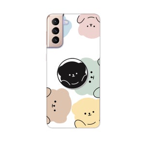 갤럭시 S21FE 케이스 그립 톡홀더 스마트톡 젤리 베어파티 둥이곰 G990