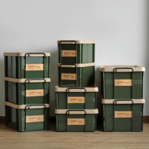 밀리터리 감성 캠핑 박스 리빙박스 40L 60L PP 방수 용품 음식 옷가지 정리함 캠핑용 가정용