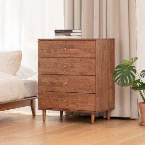 온어우드 브라우니 4단 750 고무나무 원목 안방 침실 서랍장