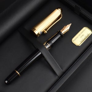 오로라 만년필 88 스트라이프 골드 14K 블랙 고급 명품 (801)