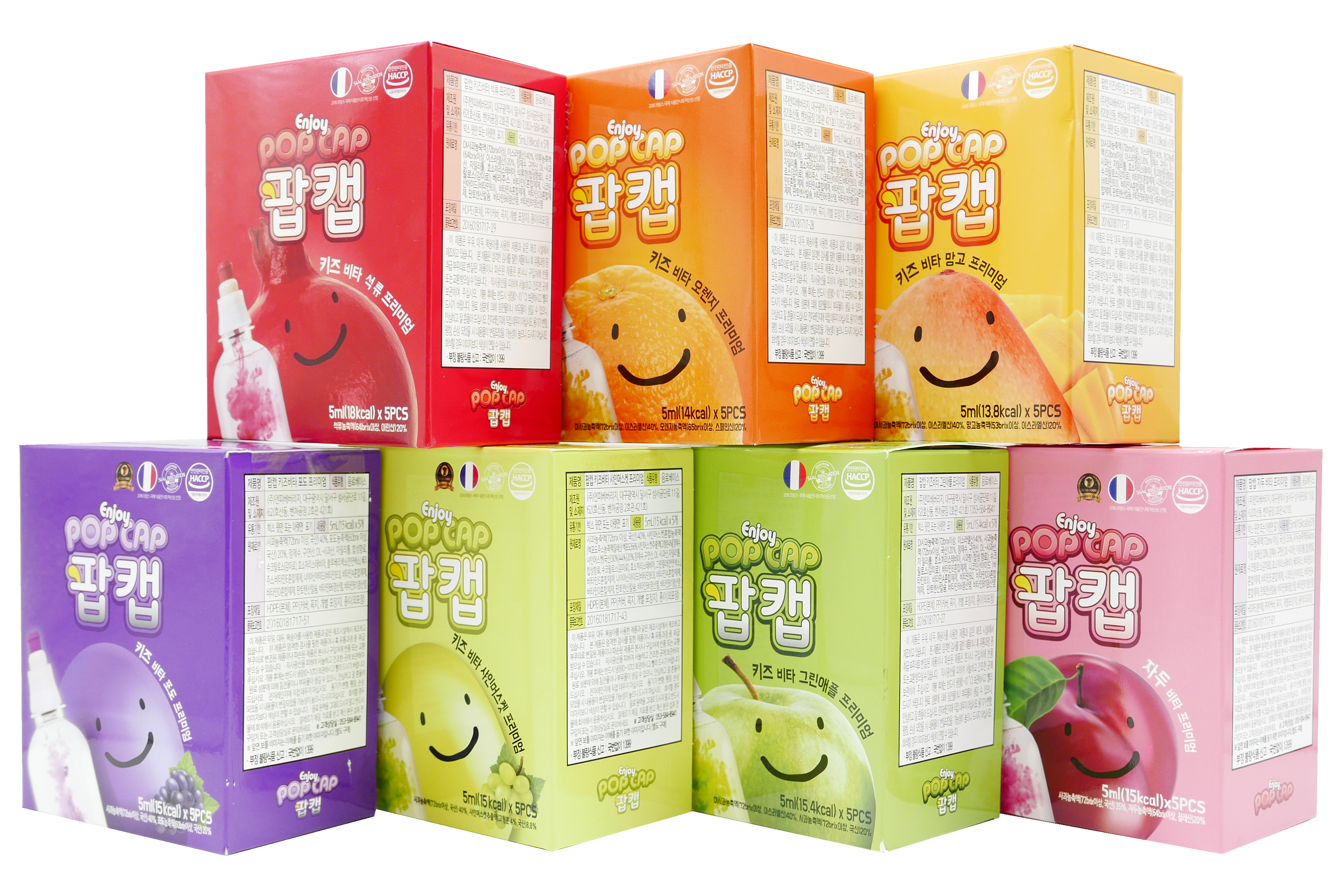 [정기구독 가능 7종풀세트] 팝캡 비타프리미엄 비타민음료 누르는 키즈 비타민 7종풀세트