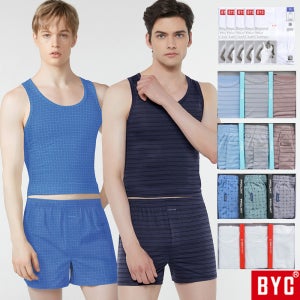 BYC 제임스딘 남성 런닝 트렁크 세트 남자 나시 컬러 순면 아빠 빅사이즈 쿨 인견 모달