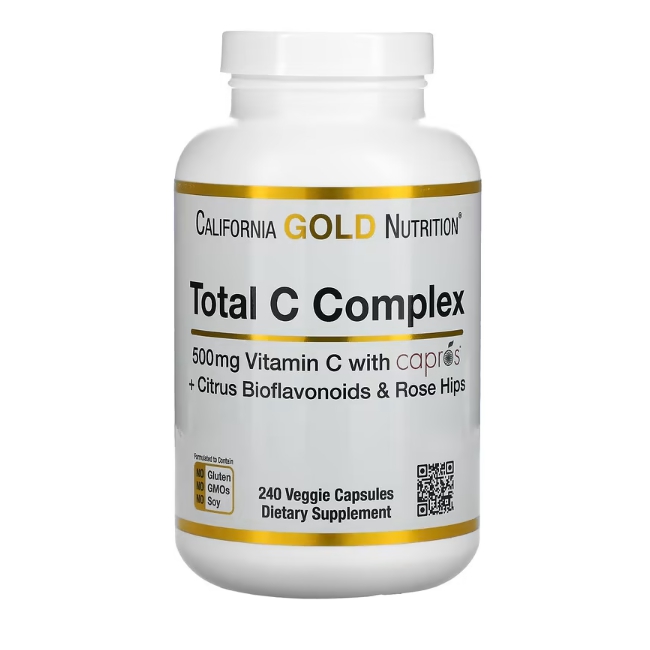 캘리포니아 골드 뉴트리션 비타민C <b>토탈 C 컴플렉스 500mg</b> 240 베지 캡슐