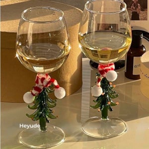 크리스마스 트리잔 기본 고블렛1p (머플러포함) 홈파티 와인잔 연말선물