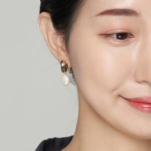 진주귀찌 담수진주귀걸이 드롭 볼드 은침귀걸이 나사형