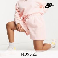 우먼스 나이키 플러스 미니 스우시 플리스 숏 반바지 핑크 Nike Plus mini swoosh fleece shorts in light pink