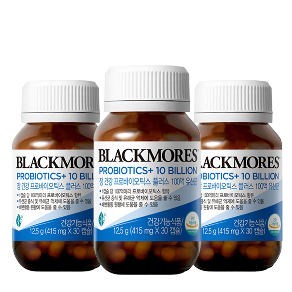블랙모어스 장건강 <b>프로바이오틱스</b> 플러스 <b>100억</b> 유산균 30캡슐 x 3병
