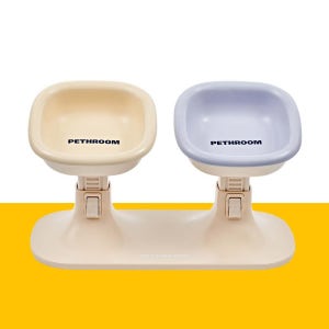 [페스룸] 웰 핏 트윈 테이블 베이지&보울 강아지 고양이 높이 각도 조절 도자기 세라믹 밥그릇 물그릇 식기