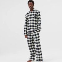 [Tekla] Unisex Flannel Sleepwear Black Gingham 테클라 유니섹스 잠옷 플란넬 슬립웨어 블랙 깅엄