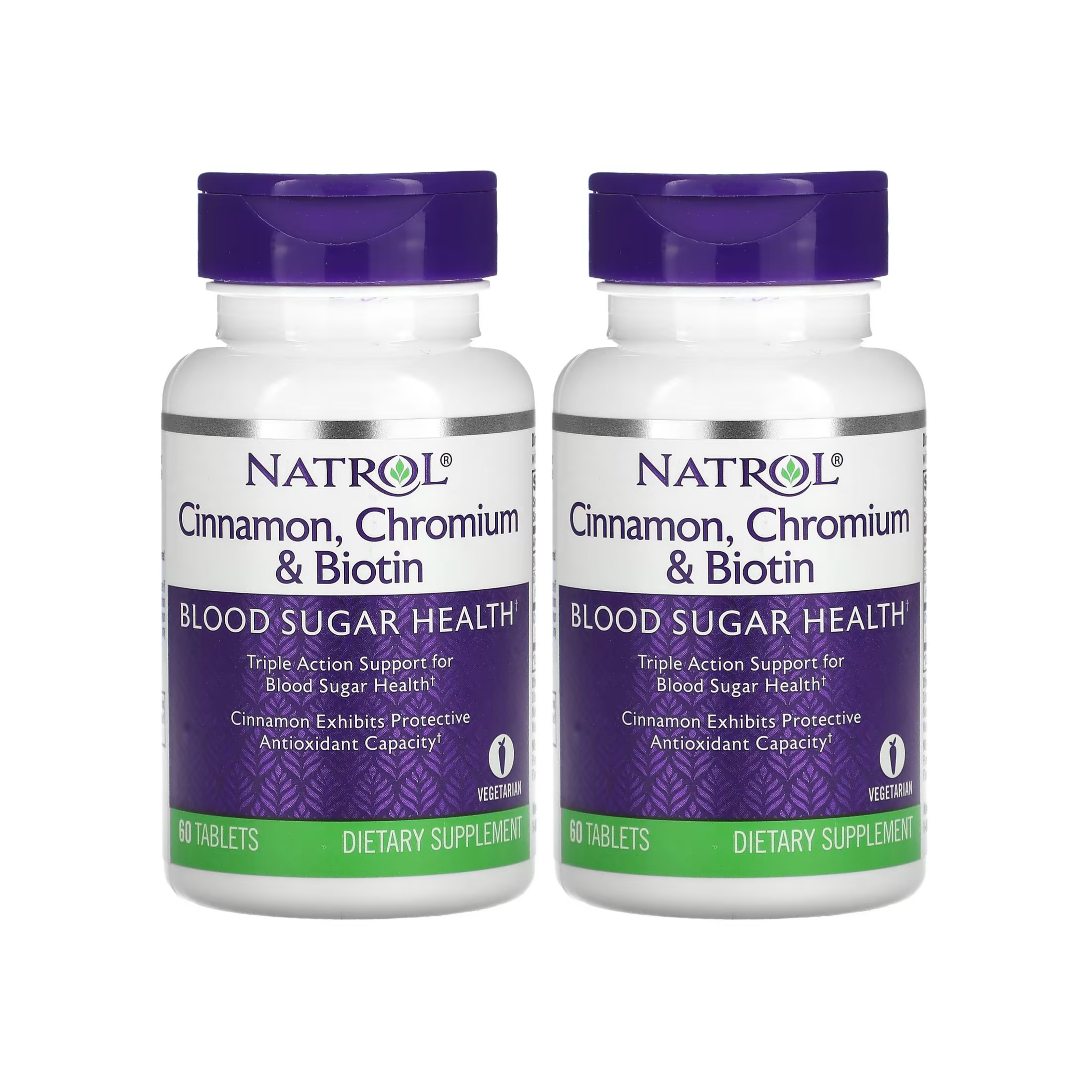 [2개]<b>나트롤</b> <b>Natrol</b> 시나몬 <b>크롬</b> 비오틴 60정 Cinnamon 계수나무 껍질 계피