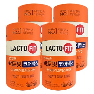 종근당건강 락토핏 코어맥스 생 유산균 프로바이오틱스 아연 홈쇼핑 60포, 4개