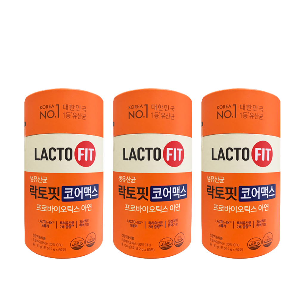LACTOFIT <b>생유산균</b> <b>락토</b>핏 코어맥스 프로바이오틱스 아연 3통 (6개월분) CB