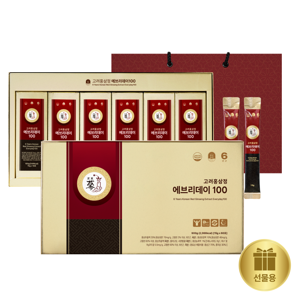 풍년보감 6년근 <b>고려홍삼정</b> 홍삼스틱 에브리데이100P 프리미엄 60포, 1개