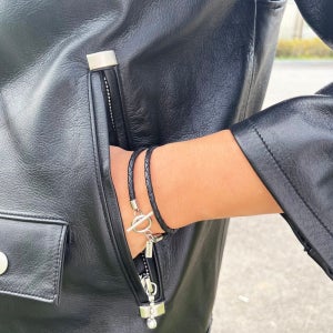 남자 팔찌 두줄 명품 가죽 팔찌