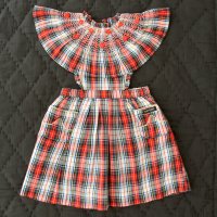 AW22 봉주르 다이어리 레드 타탄 에이프런 원피스 AW22 BONJOUR DIARY Red tartan apron dress