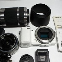 소니 nex-5ryw 미러리스 slr 카메라 α nex-5r 이중 줌 렌즈 키트 흰색 중고