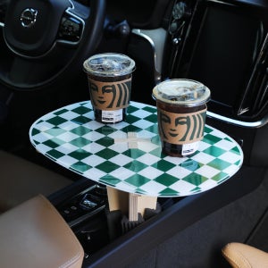 카니멀라이프 아크릴 체커보드 차량용 테이블 선반 식탁 트레이 자동차 컵홀더 데일리 토요요