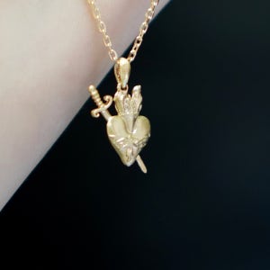 14k 18k 천주교 가톨릭 성모마리아 심장 하트 펜던트 목걸이