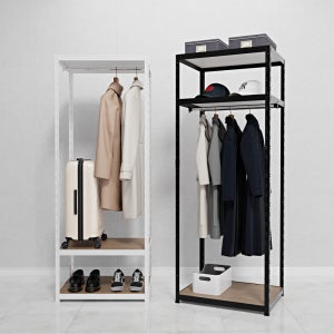 랙셈블 시스템행거 옷걸이 조립식 드레스룸 철제 옷장 스탠드 선반 700400900 3단 1행거봉