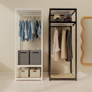 랙셈블 시스템행거 옷걸이 조립식 드레스룸 철제 옷장 스탠드 선반 700400900 3단 1행거봉