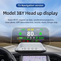 안전운전 자동차 HUD 3D 반사 게이지 헤드 업 디스플레이, 속도 경고 배터리 및 GPS 테슬라 모델 3/Y (2019 년 이후)
