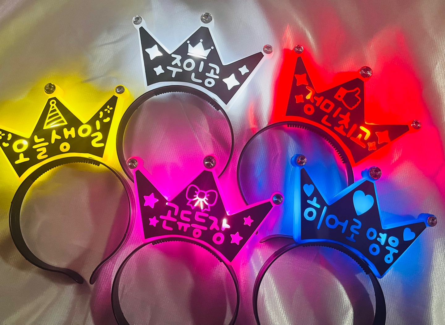 LED 생일 왕관 머리띠 야광머리띠 제작 응원도구