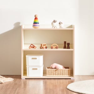 트리니홈 코니 교구장 2단 800 오픈형 화이트 전면유아책장 아기 유치원정리장 미술 수납장