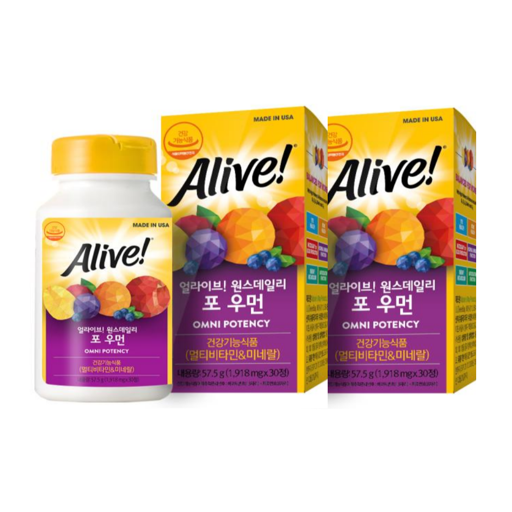 얼라이브 원스데일리 포 우먼 멀티비타민 미네랄 칼슘 마그네슘 비타민B군 60정 2개월분