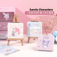 MINISO 미니소 산리오 시나모롤 쿠로미 휴대용 접이식 미니 거울 손거울