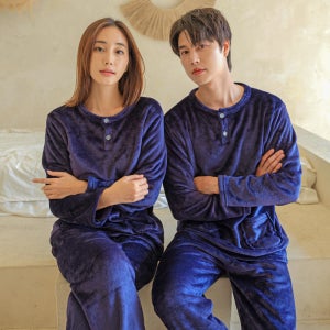 [에이원] 보슬보슬 커플잠옷세트 밍크 수면 라운드 파자마 홈웨어