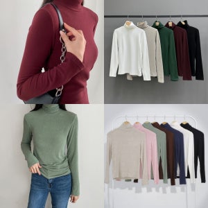 간절기 얇은 폴라티 보들보들 스판 목폴라티 슬림핏 기본 베이직 반폴라 겨울 이너티셔츠