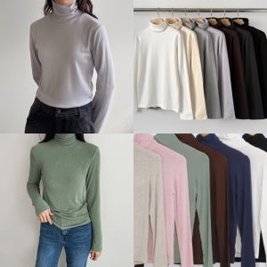 기모 면폴라티 보들보들 스판 목폴라티 슬림핏 기본 베이직 겨울 이너티셔츠