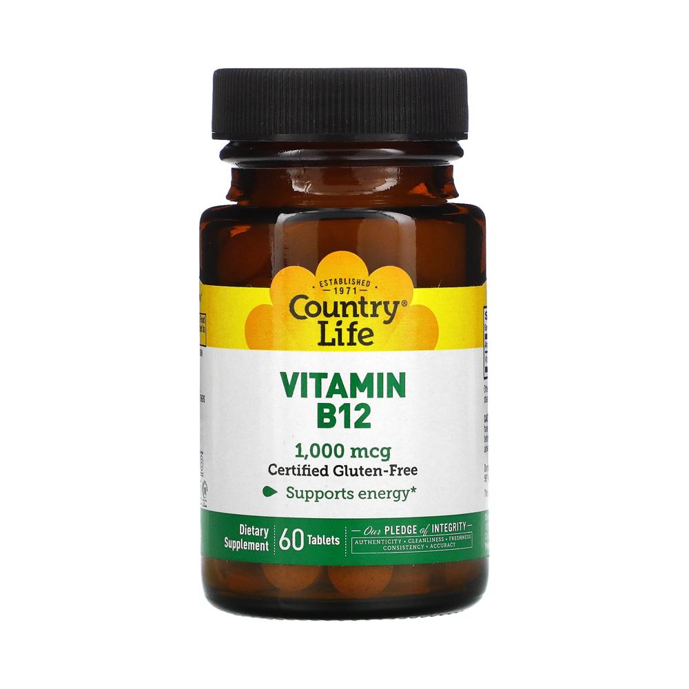 <b>컨트리라이프</b> 비타민 B12 1000mg 60정 사이아노 <b>시아노 코발라민</b> cyanocobalamin