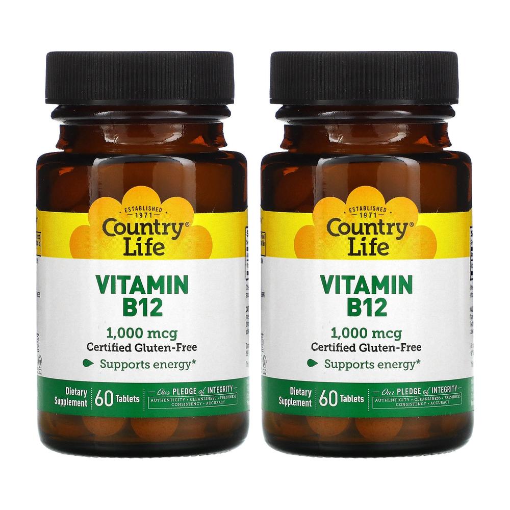 컨트리라이프 비타민 B12 <b>1000mg</b> 60정 2개 사이아노 <b>시아노 코발라민</b> cyanocobalamin