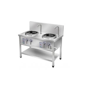 신용산업 업소용 스마트전자식 자동점화 직화 중화렌지 2구 오덕 / 쭈꾸미 초벌 불맛