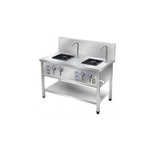 신용산업 업소용 스마트전자식 자동점화 직화 중화렌지 2구 문어발상판