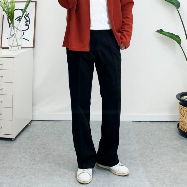 남자 봄 가을 세미 와이드 스판 롱 부츠컷 슬랙스 팬츠 블랙 차콜