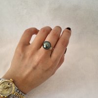 12mm Tahiti Blackpearl Ring (14k 골드, 꼬냑다이아몬드 세팅)