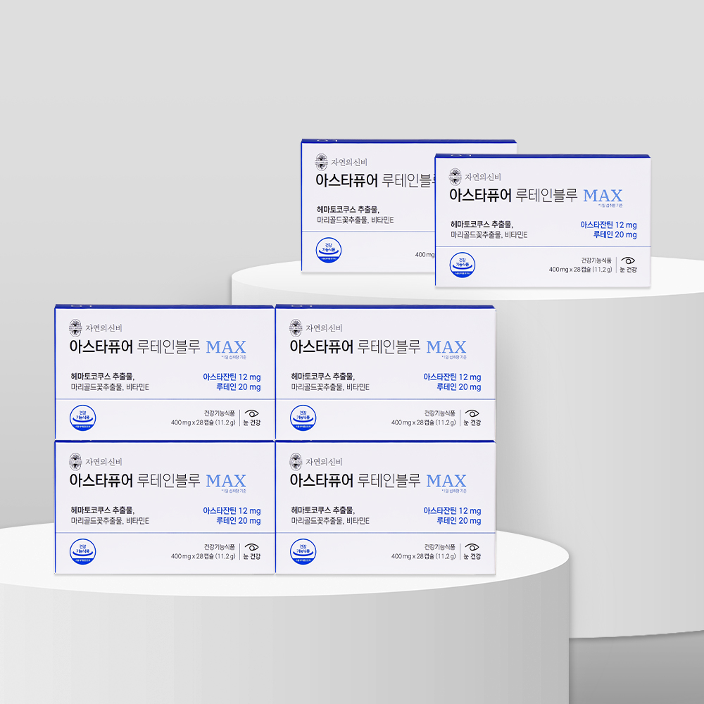 자연의신비 아스타퓨어 루테인블루 루테인 <b>아스타잔틴</b> 12mg 28캡슐 [6박스]