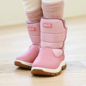 BAY-B 유아 아동 패딩 방한 방수 키즈 털부츠 솔리드 핑크 BS-02