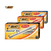 BIC 빅 라운드 스틱 볼펜 1.0 검정색 청색 적색 사무용품 필기도구